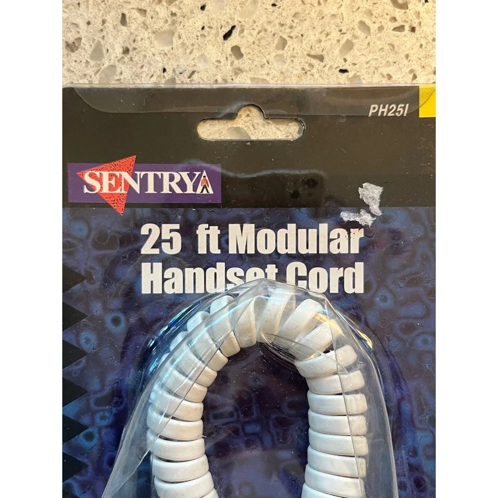 Sentry 25 ft ModularHandset Cord White Coiled Telephone Cable PH25I RJ9 RJ10 NEW